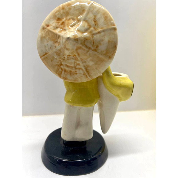 VNTG Asian Fig~Porcelain~ Vilas Man Rare Defect~ Geisha Asian Woman Playing Pipa - Picture 6 of 7